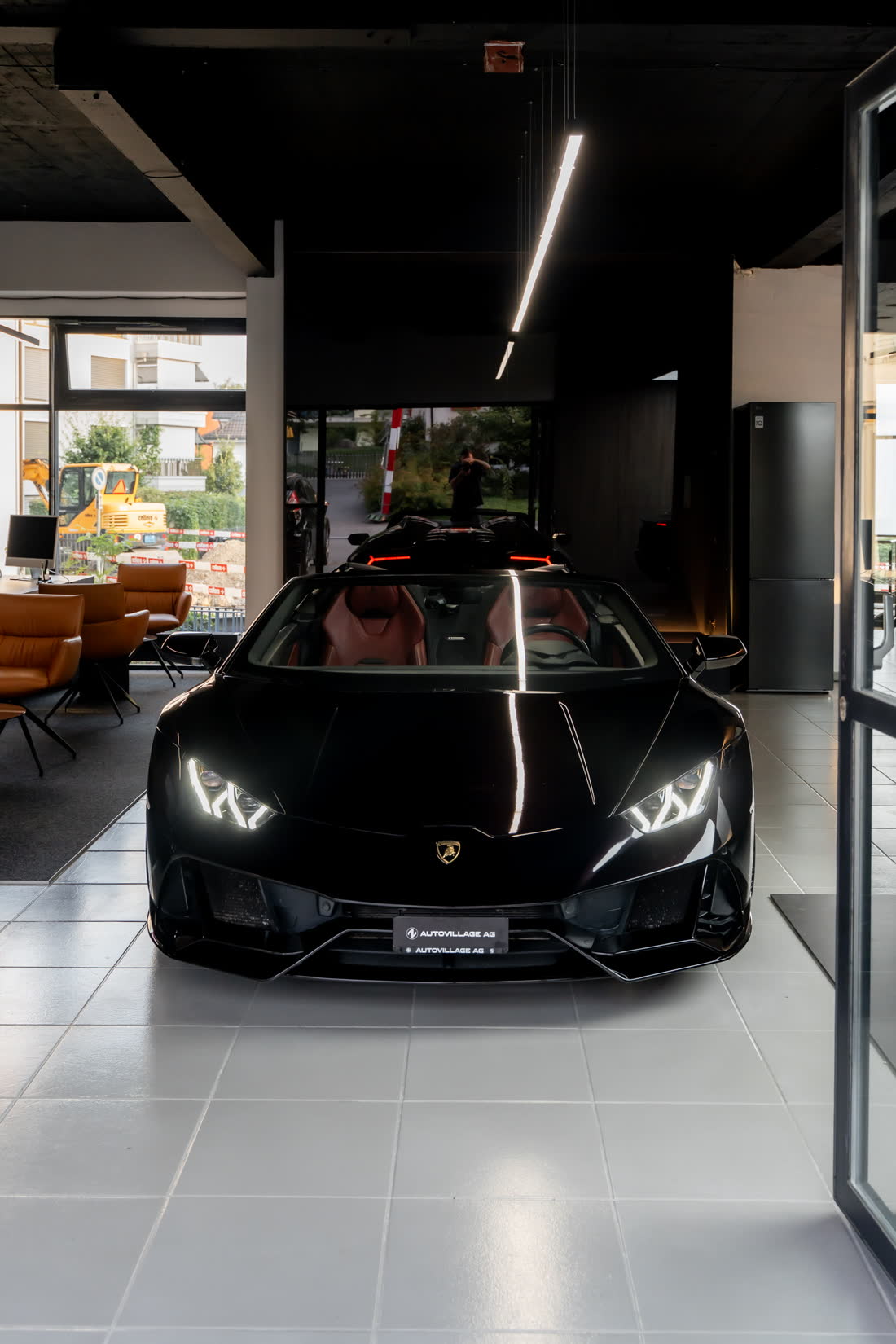 Lamborghini Huracán frontal mit Scheinwerfern